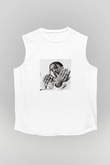 ASAP Mob Baskılı Unisex Beyaz Kolsuz Tişört