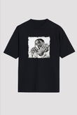 ASAP Mob Baskılı Unisex Oversize Siyah Tişört