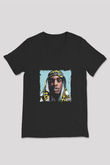 ASAP Mob Baskılı Unisex Siyah V Yaka Tişört
