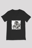 ASAP Mob Baskılı Unisex Siyah V Yaka Tişört