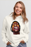 Asap Rocky Baskılı Beyaz Unisex Kapüşonlu Sweatshirt