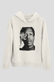 Asap Rocky Baskılı Beyaz Unisex Kapüşonlu Sweatshirt