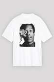 Asap Rocky Baskılı Beyaz Unisex Oversize Tişört - Tshirt