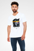 Asap Rocky Baskılı Beyaz Unisex V Yaka Tişört - Tshirt