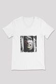 ASAP Rocky Baskılı Beyaz V Yaka Unisex Tişört