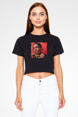 ASAP Rocky Baskılı Crop Top Siyah Kadın Tişört