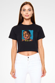ASAP Rocky Baskılı Crop Top Siyah Kadın Tişört