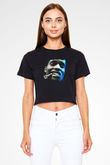 ASAP Rocky Baskılı Crop Top Siyah Kadın Tişört