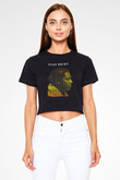 Asap Rocky Baskılı Siyah Crop Top Kadın Tişört - Tshirt
