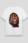 Asap Rocky Baskılı Unisex Beyaz Tişört - Tshirt