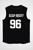 Asap Rocky Baskılı Unisex Siyah Kolsuz Tişört - Tshirt