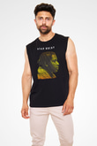 Asap Rocky Baskılı Unisex Siyah Kolsuz Tişört - Tshirt