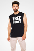 Asap Rocky Baskılı Unisex Siyah Kolsuz Tişört - Tshirt