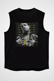 Asap Rocky Baskılı Unisex Siyah Kolsuz Tişört - Tshirt