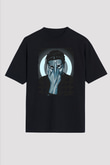 Asap Rocky Baskılı Unisex Siyah Oversize Tişört - Tshirt