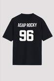 Asap Rocky Baskılı Unisex Siyah Oversize Tişört - Tshirt