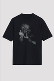 Asap Rocky Baskılı Unisex Siyah Oversize Tişört - Tshirt