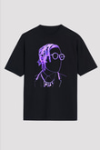 Asap Rocky Baskılı Unisex Siyah Oversize Tişört - Tshirt