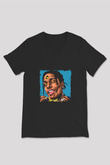 ASAP Rocky Baskılı Unisex Siyah V Yaka Tişört