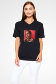 ASAP Rocky Baskılı Unisex Siyah V Yaka Tişört