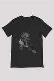 Asap Rocky Baskılı Unisex Siyah V Yaka Tişört - Tshirt