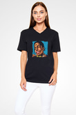 ASAP Rocky Baskılı Unisex Siyah V Yaka Tişört