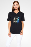 ASAP Rocky Baskılı Unisex Siyah V Yaka Tişört