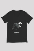 ASAP Rocky Siyah Unisex V Yaka Tişört T-Shirt