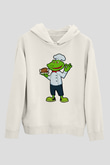 Aşçı Beyaz Unisex Kapüşonlu Sweatshirt