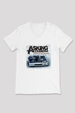 Asking Alexandria Baskılı Unisex Beyaz V Yaka Tişört