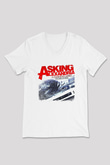 Asking Alexandria Baskılı Unisex Beyaz V Yaka Tişört