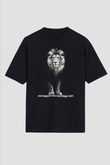 Aslan Baskılı Unisex Siyah Tişört