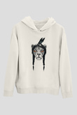Aslan Beyaz Unisex Kapşonlu Sweatshirt