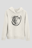 Aslan Beyaz Unisex Kapşonlu Sweatshirt
