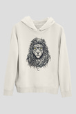 Aslan Beyaz Unisex Kapşonlu Sweatshirt