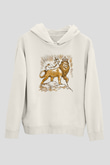 Aslan Beyaz Unisex Kapşonlu Sweatshirt