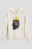 Aslan Beyaz Unisex Kapşonlu Sweatshirt