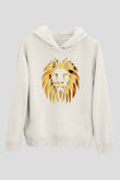 Aslan Beyaz Unisex Kapşonlu Sweatshirt