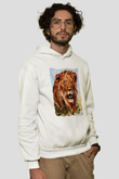 Aslan Beyaz Unisex Kapüşonlu Sweatshirt