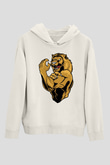 Aslan Beyaz Unisex Kapüşonlu Sweatshirt