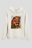 Aslan Beyaz Unisex Kapüşonlu Sweatshirt