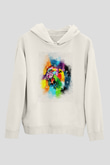 Aslan Beyaz Unisex Kapüşonlu Sweatshirt