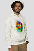 Aslan Beyaz Unisex Kapüşonlu Sweatshirt