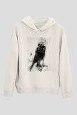 Aslan Beyaz Unisex Kapüşonlu Sweatshirt