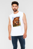 Aslan Beyaz Unisex Kolsuz Tişört