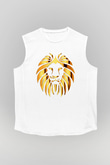 Aslan Beyaz Unisex Kolsuz Tişört