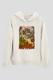 Aslan Burcu Baskılı Beyaz Unisex Hoodie