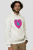 Aslan Burcu Baskılı Beyaz Unisex Hoodie