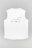 Aslan Burcu Baskılı Beyaz Unisex Kolsuz Tişört - Tshirt