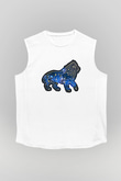 Aslan Burcu Baskılı Beyaz Unisex Kolsuz Tişört - Tshirt